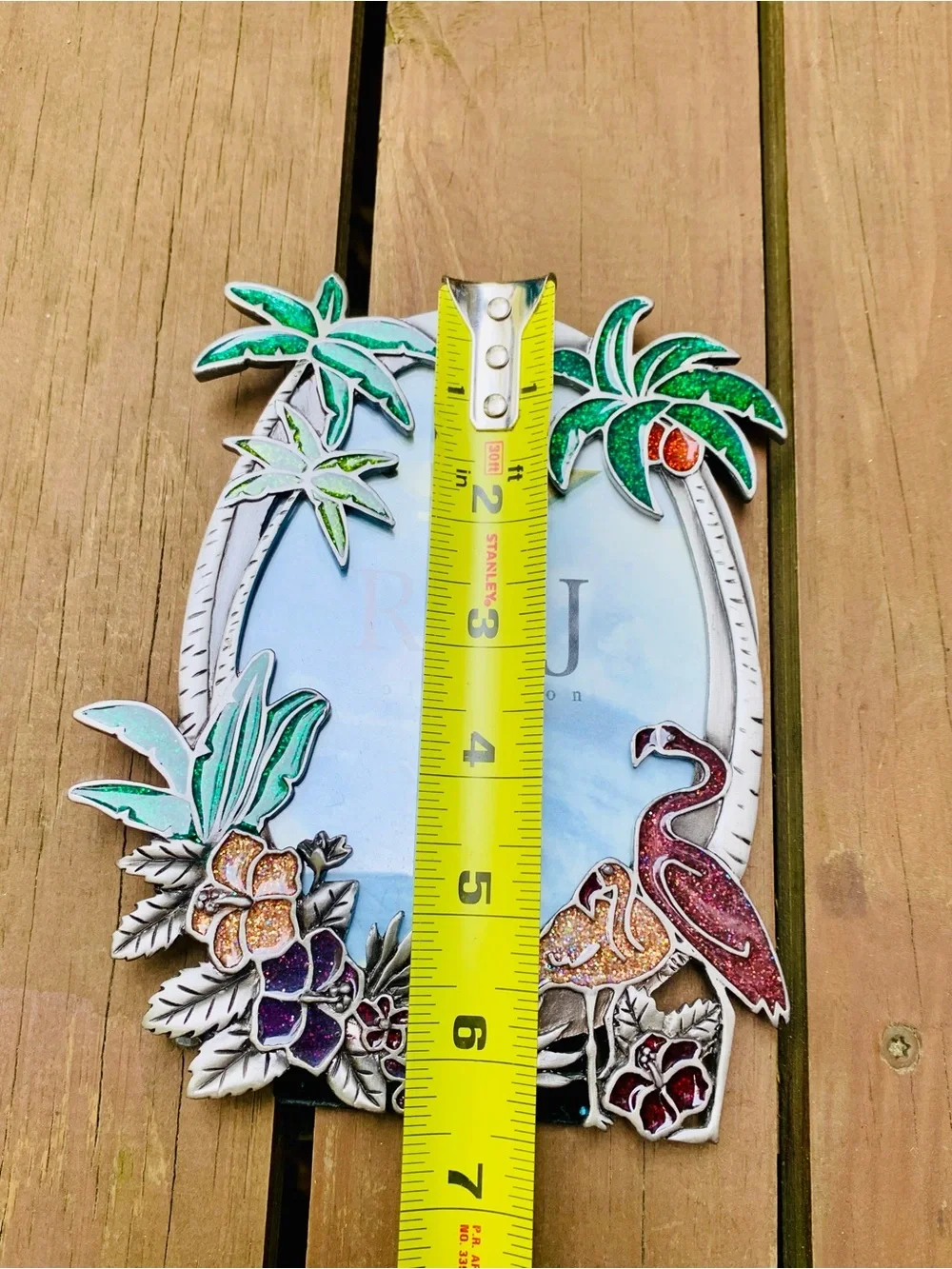 Raj Glitter Tropical Palm Photo Frame - Green, pink, silver